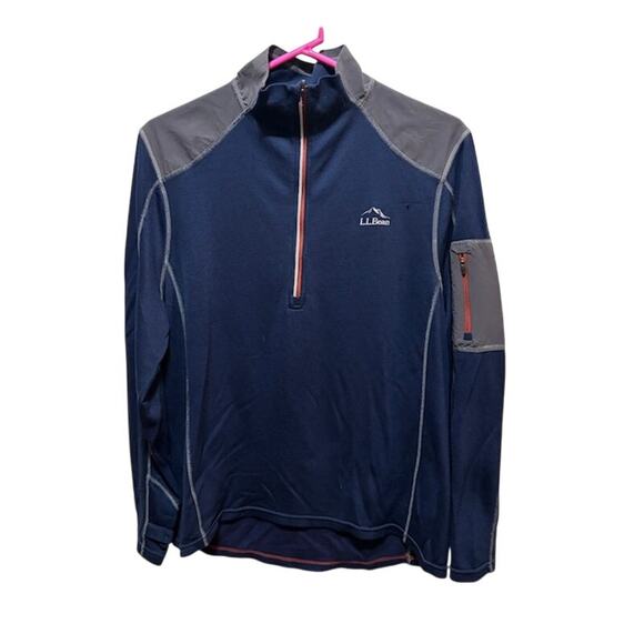 L. L. Bean Merino Wool Performance 1/4 zip Mid-weight Base Layer Blue Men's Med - Picture 1 of 7